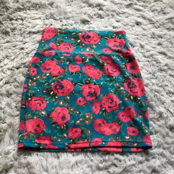 Swoon small tight fitted blue & pink floral bodycon skirt - Picture 4 of 5
